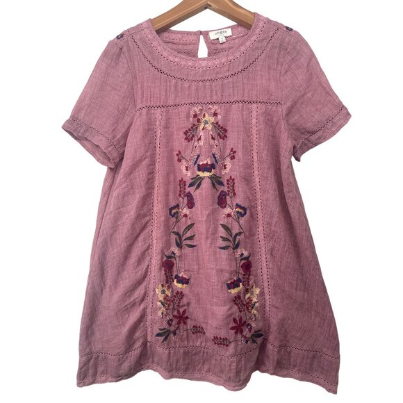 Umgee Shift Dress Sz S Mauve Pink Floral Embroidered Boho Peasant Fairy Lightwt - Picture 1 of 9
